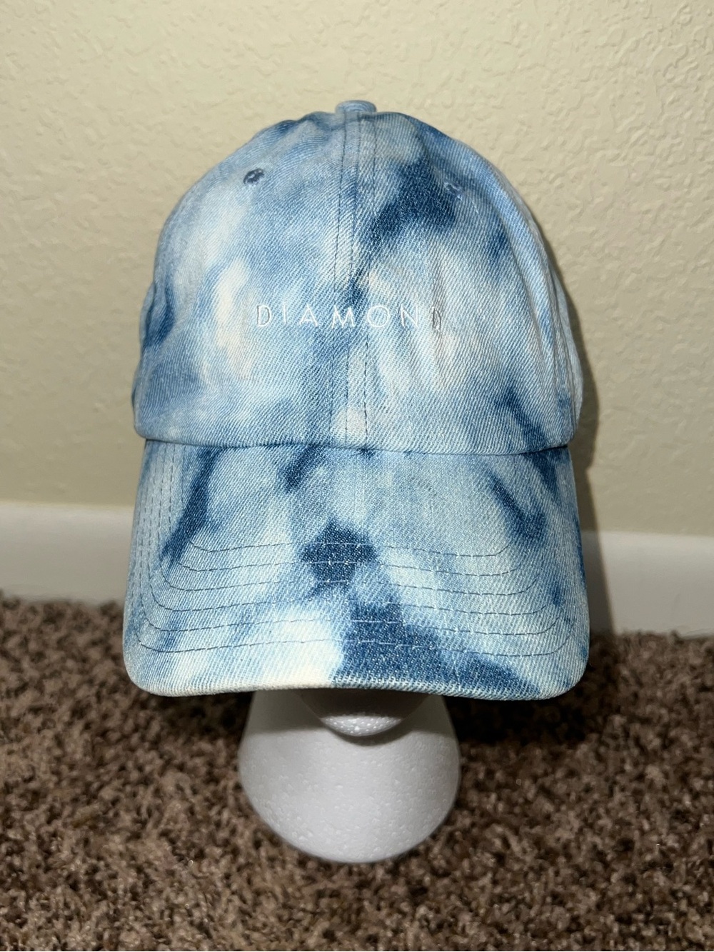 Diamond Supply Denim Tie-Dye Strapback Skate Casual Baseball Hat One Size